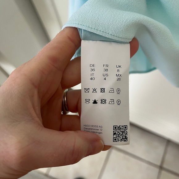 BOSS Hugo Boss Dubali V-Neck Sleeveless Fit & Flare Dress Light Blue Sz 4 - Picture 8 of 9